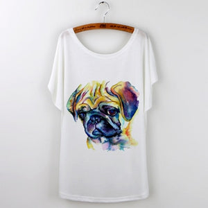 Funny French Bulldog Tee Tops Femme TT-Shirt