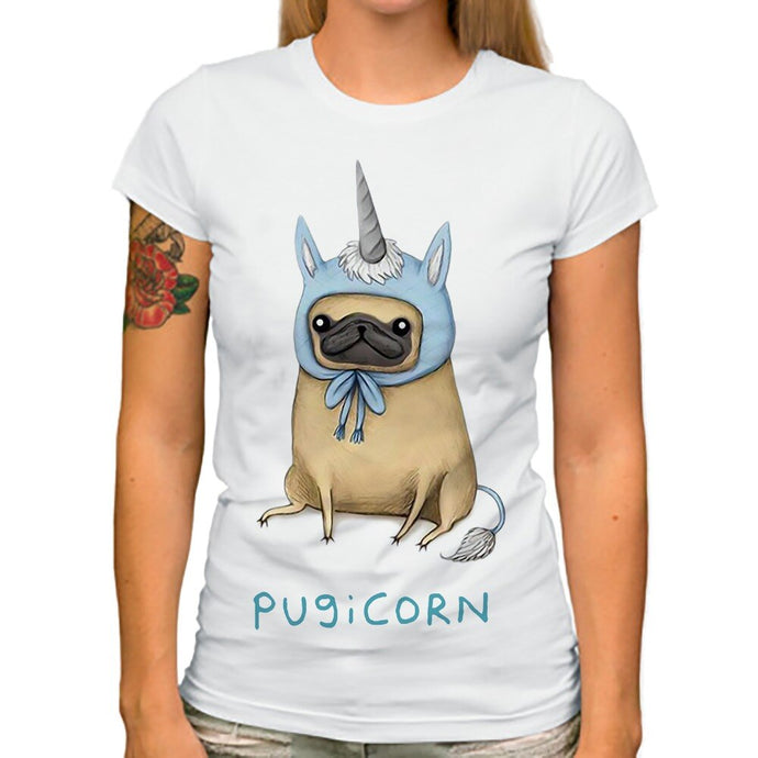 Unicorn pugicorn funny women TT-shirt